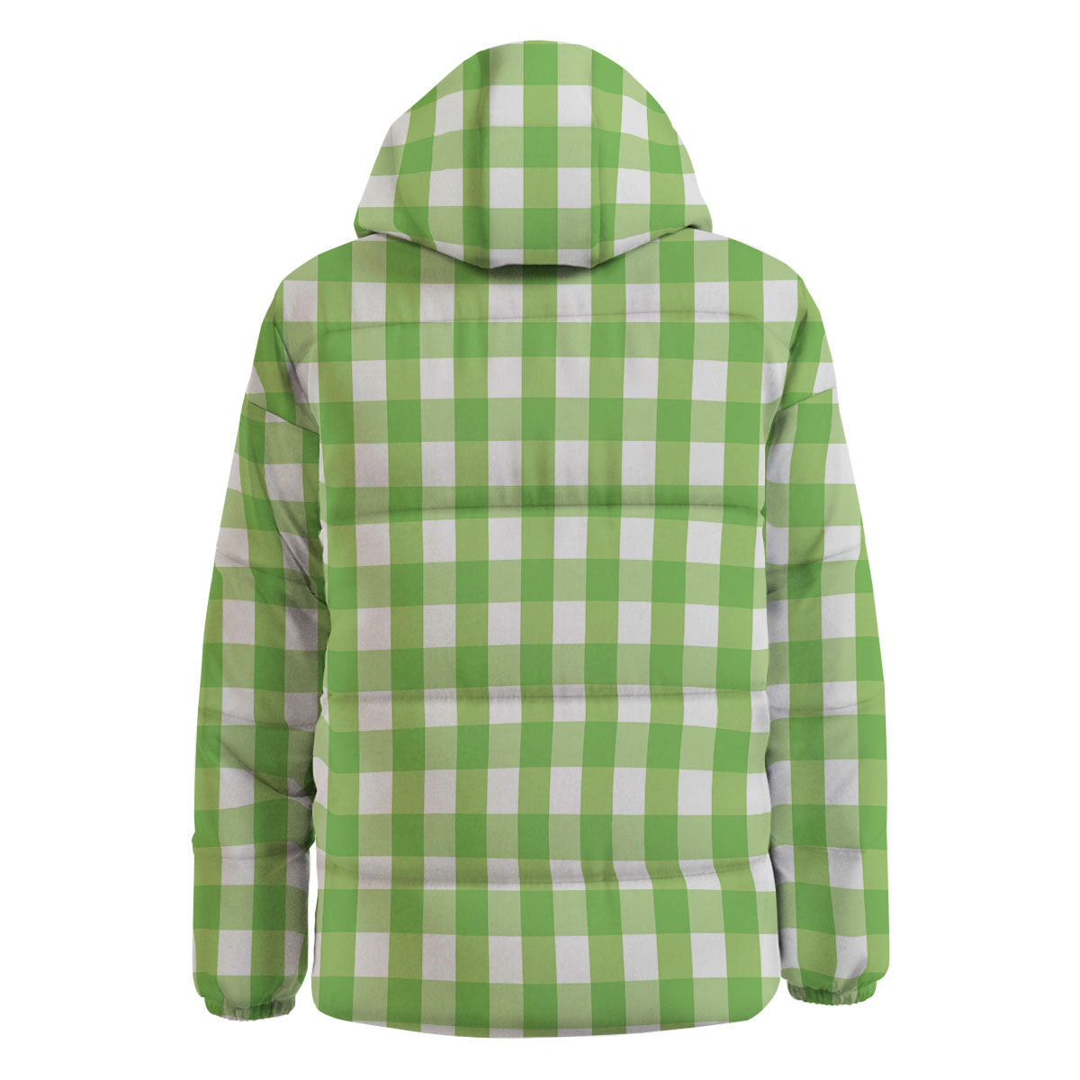 Checkered Green And White Print Pattern Down Jacket-grizzshop