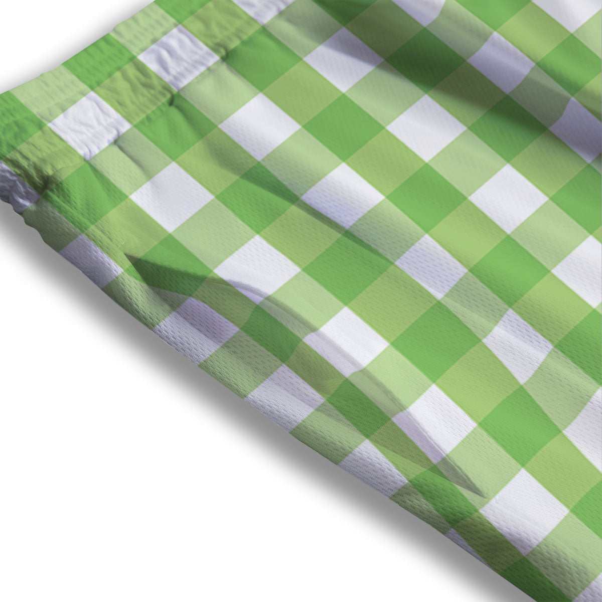 Checkered Green And White Print Pattern Mesh Shorts