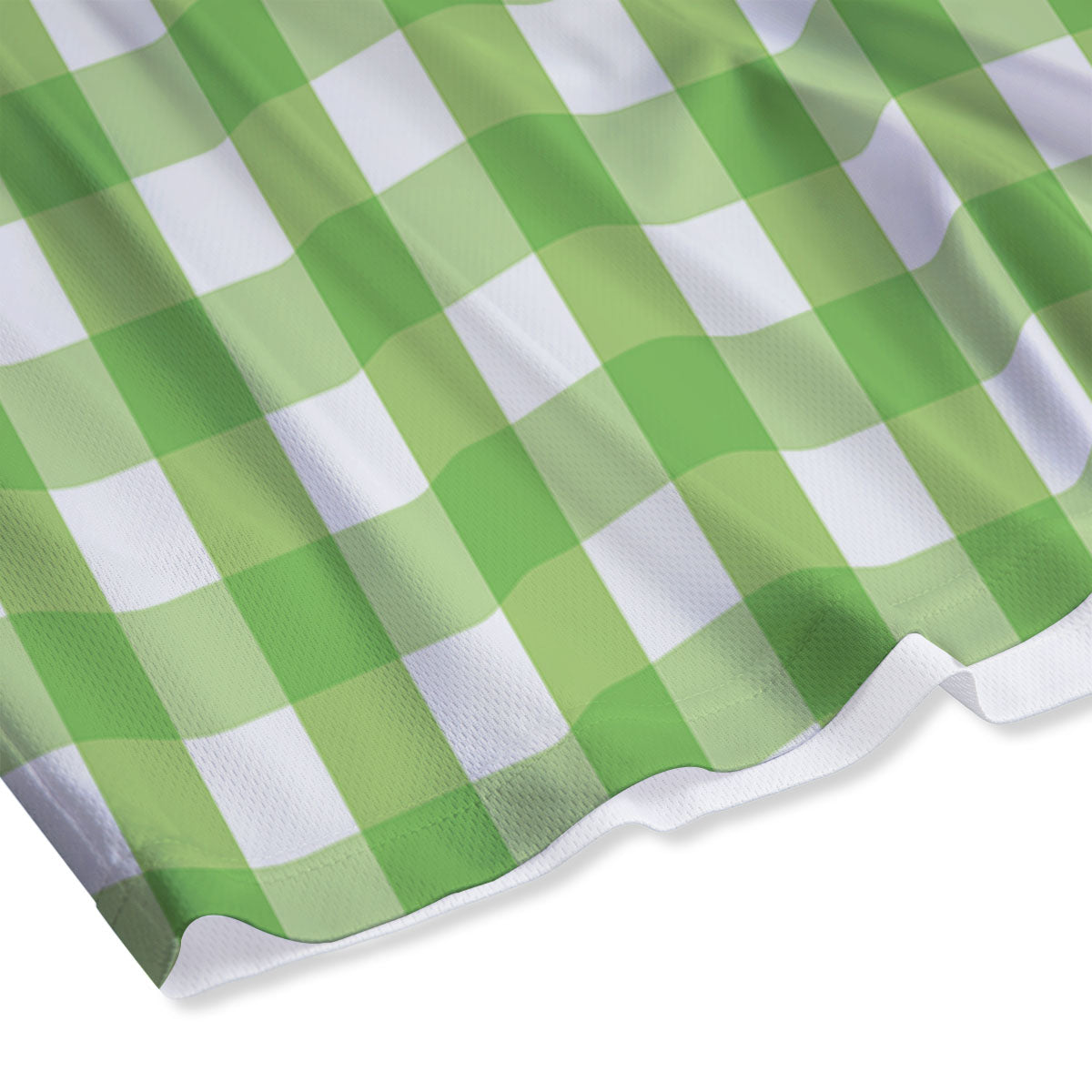 Checkered Green And White Print Pattern Mesh Shorts