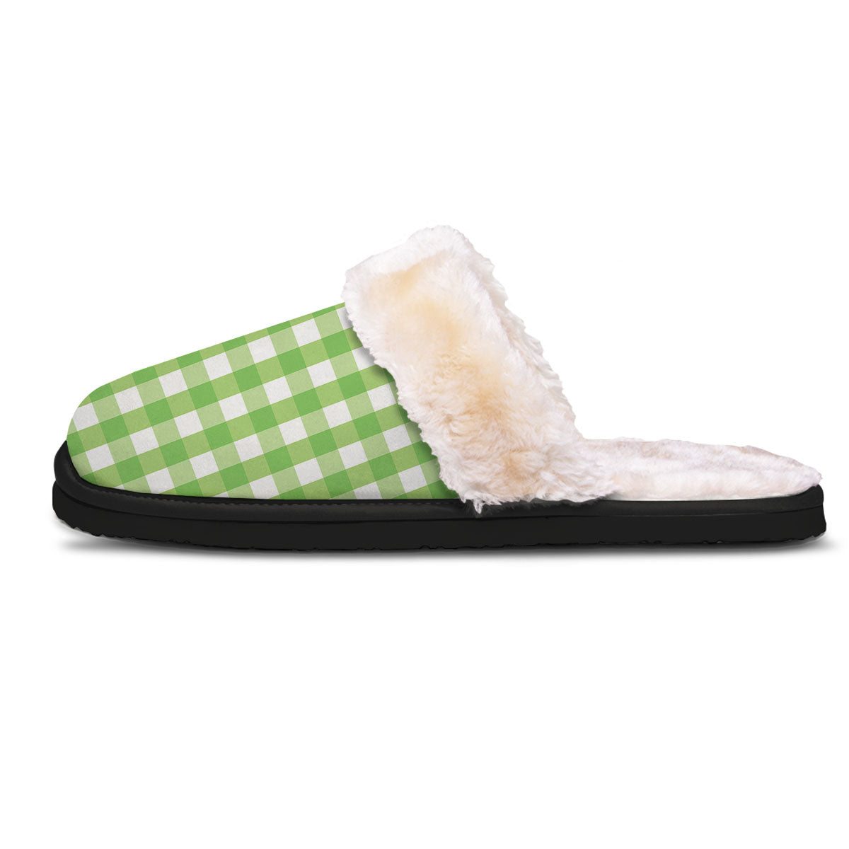 Checkered Green And White Print Pattern Slippers-grizzshop