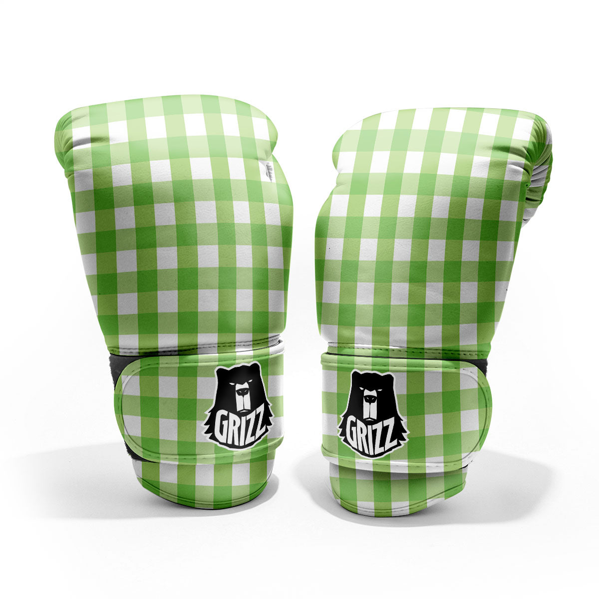 Checkered Green And White Print Pattern Pro Boxing Glove