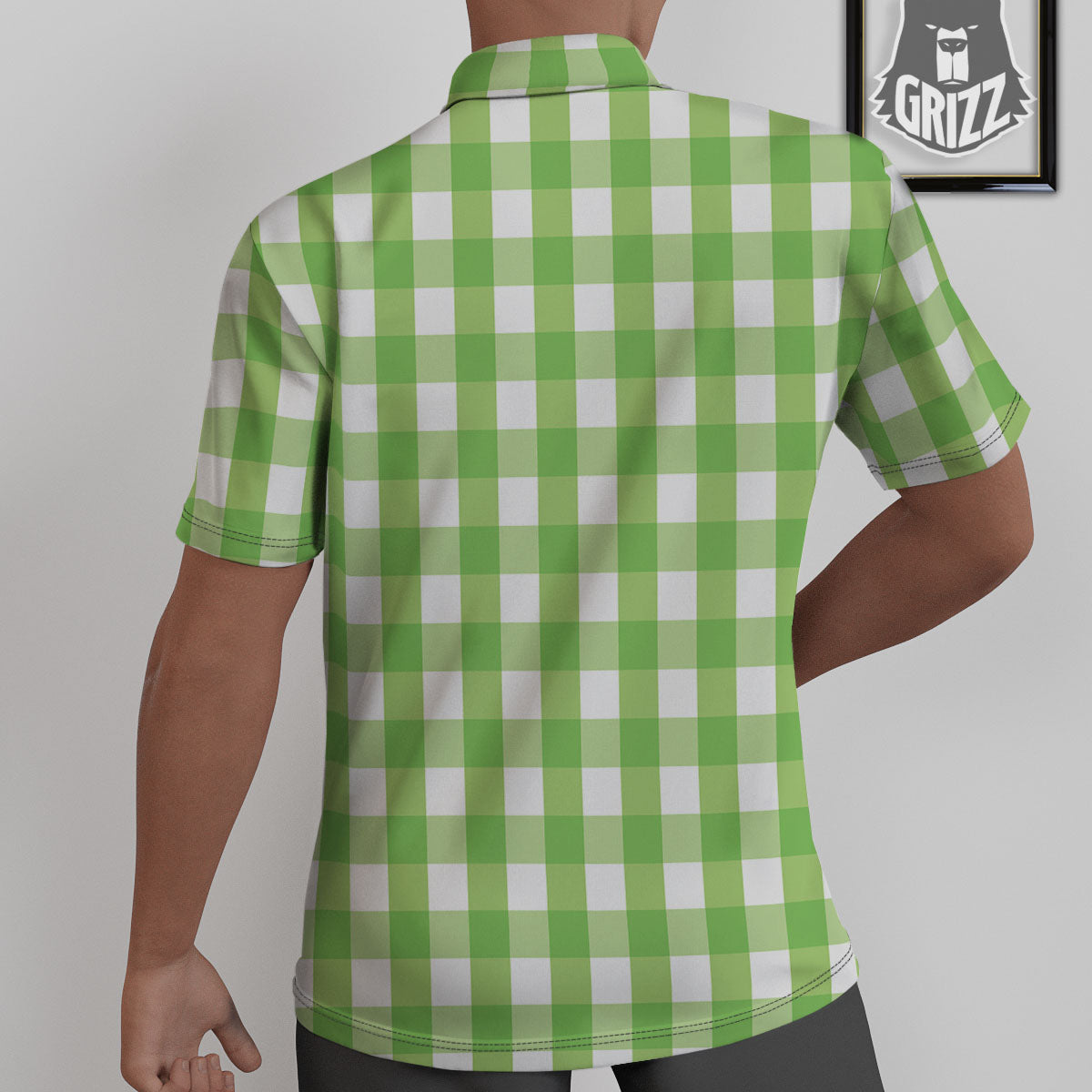 Checkered Green And White Print Pattern Untucked Shirts-grizzshop