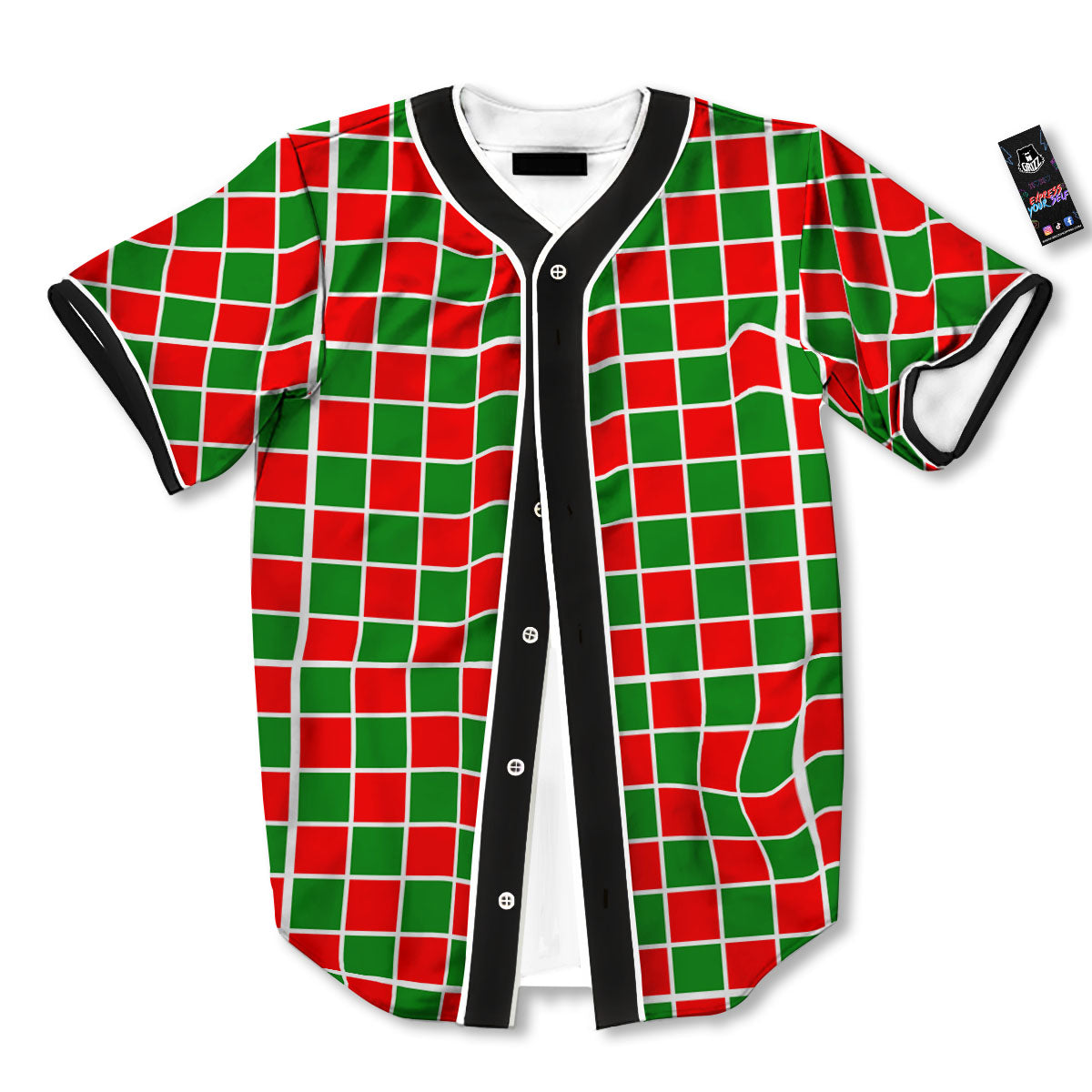 Checkered Merry Christmas Print Pattern Baseball Jersey-grizzshop