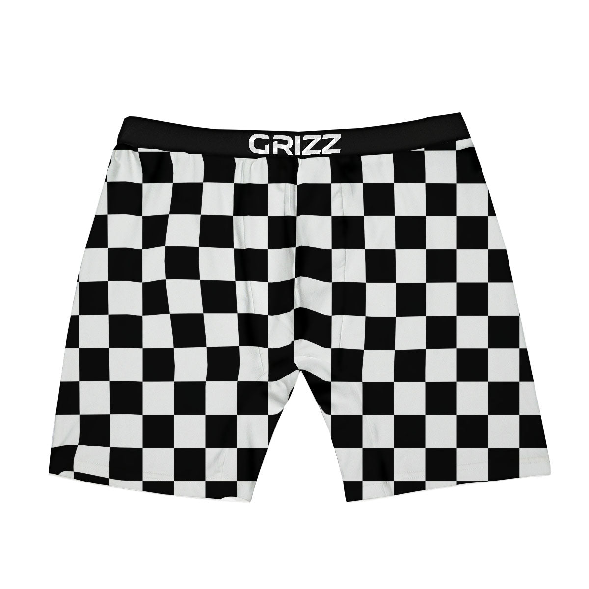 Checkered White And Black Print Pattern Boxer Briefs-grizzshop