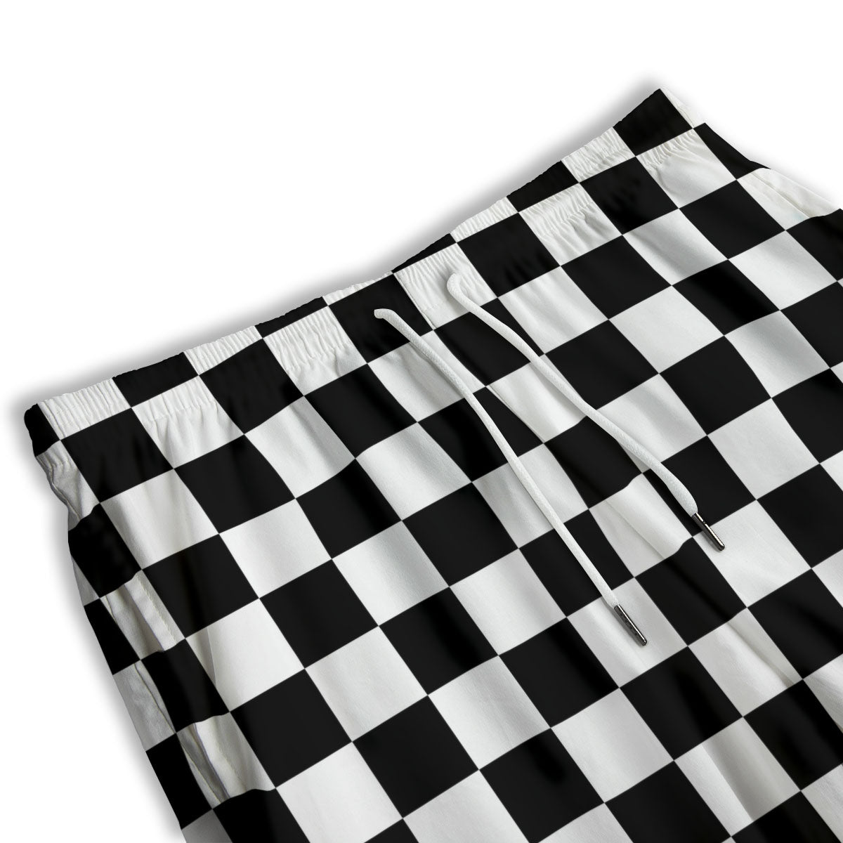 Checkered White And Black Print Pattern Men's Athletic Shorts
