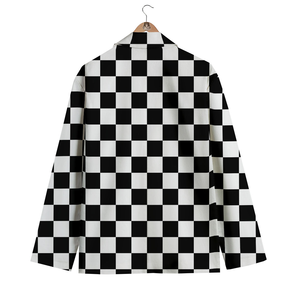 Checkered White And Black Print Pattern Men's Blazer-grizzshop