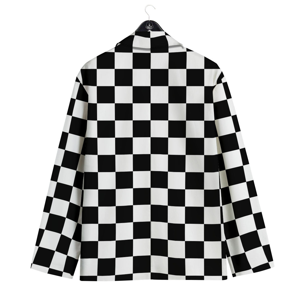 Checkered White And Black Print Pattern Men's Sport Coat-grizzshop
