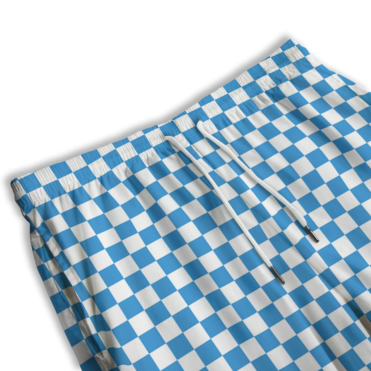 Checkered White And Blue Print Pattern Men's Athletic Shorts