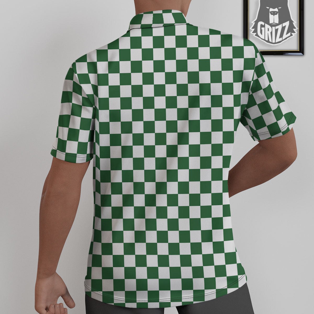 Checkered White And Green Print Pattern Untucked Shirts-grizzshop