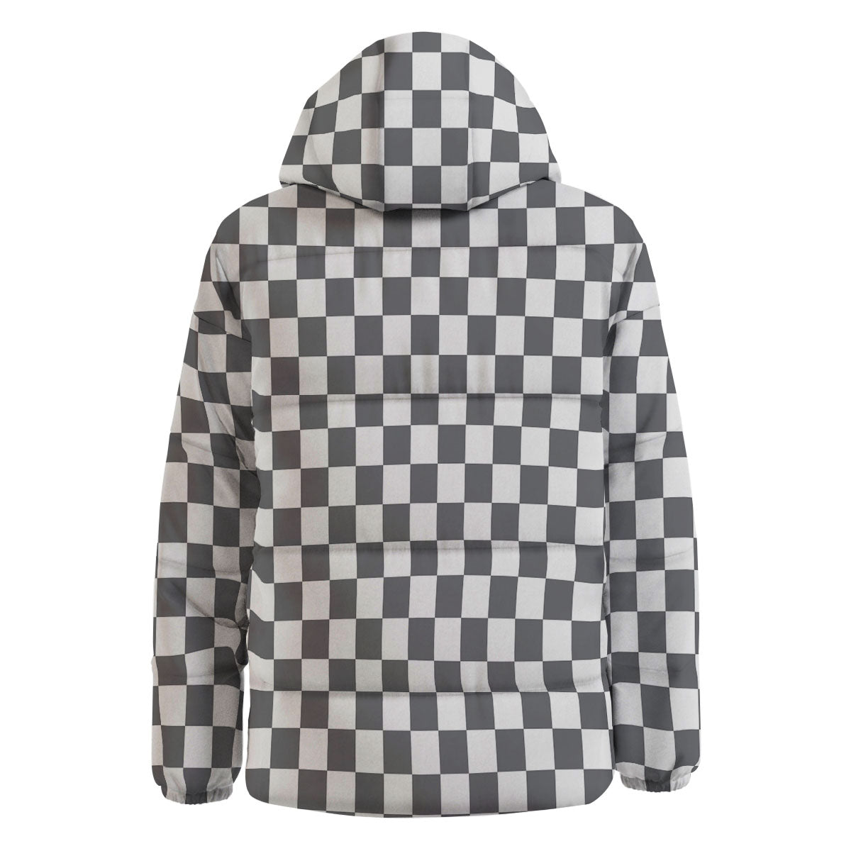 Checkered White And Grey Print Pattern Down Jacket-grizzshop