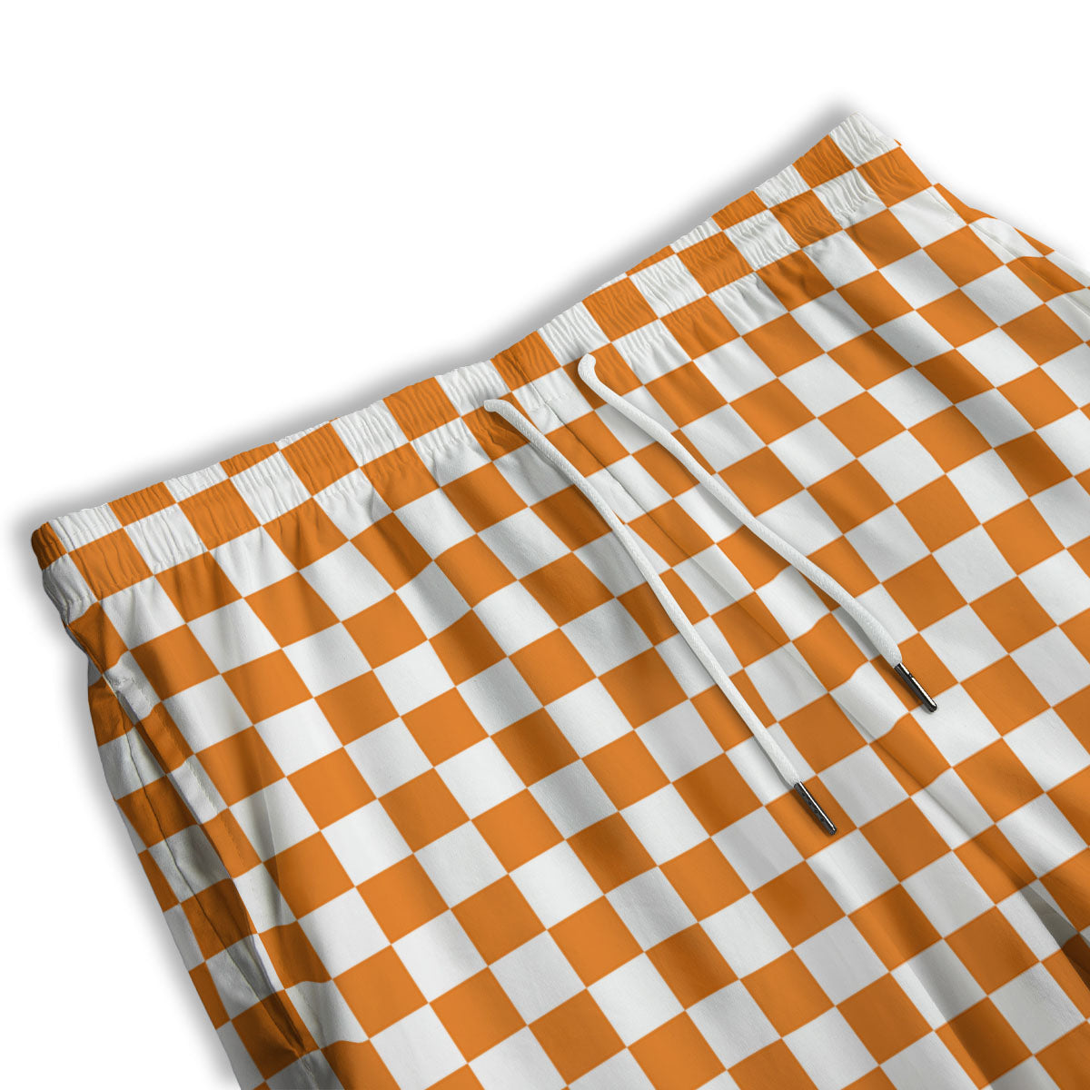 Checkered White And Orange Print Pattern Men's Athletic Shorts