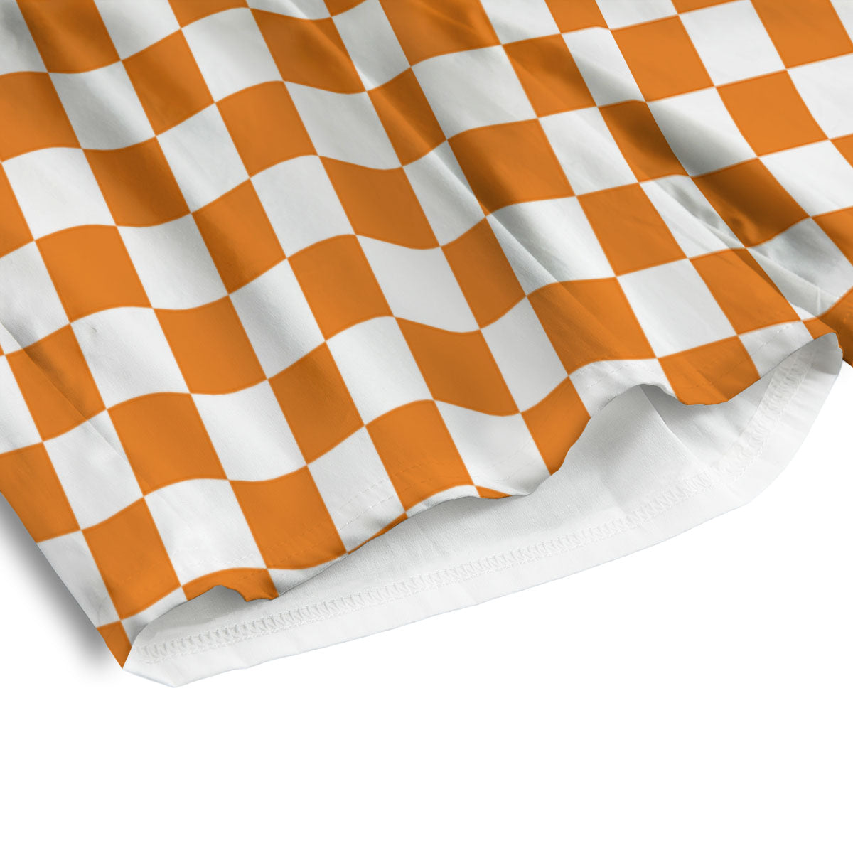 Checkered White And Orange Print Pattern Men's Athletic Shorts