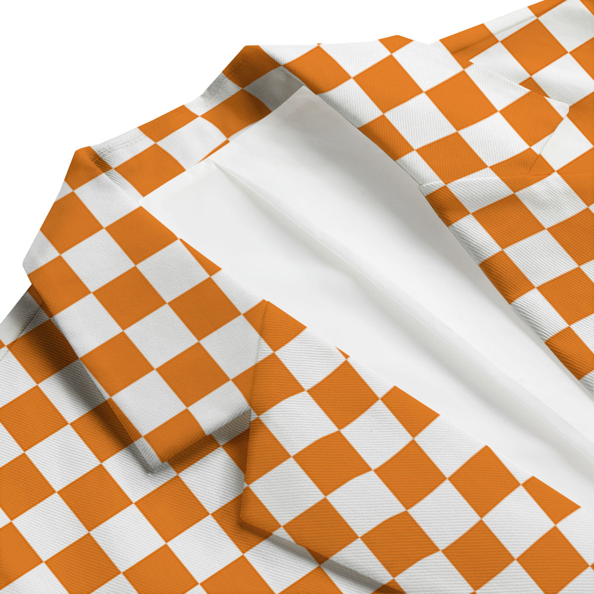 Checkered White And Orange Print Pattern Men's Blazer-grizzshop