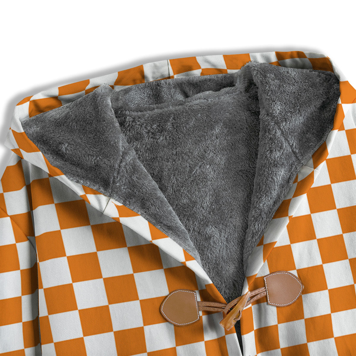 Checkered White And Orange Print Pattern Men's Windbreaker Jacket-grizzshop