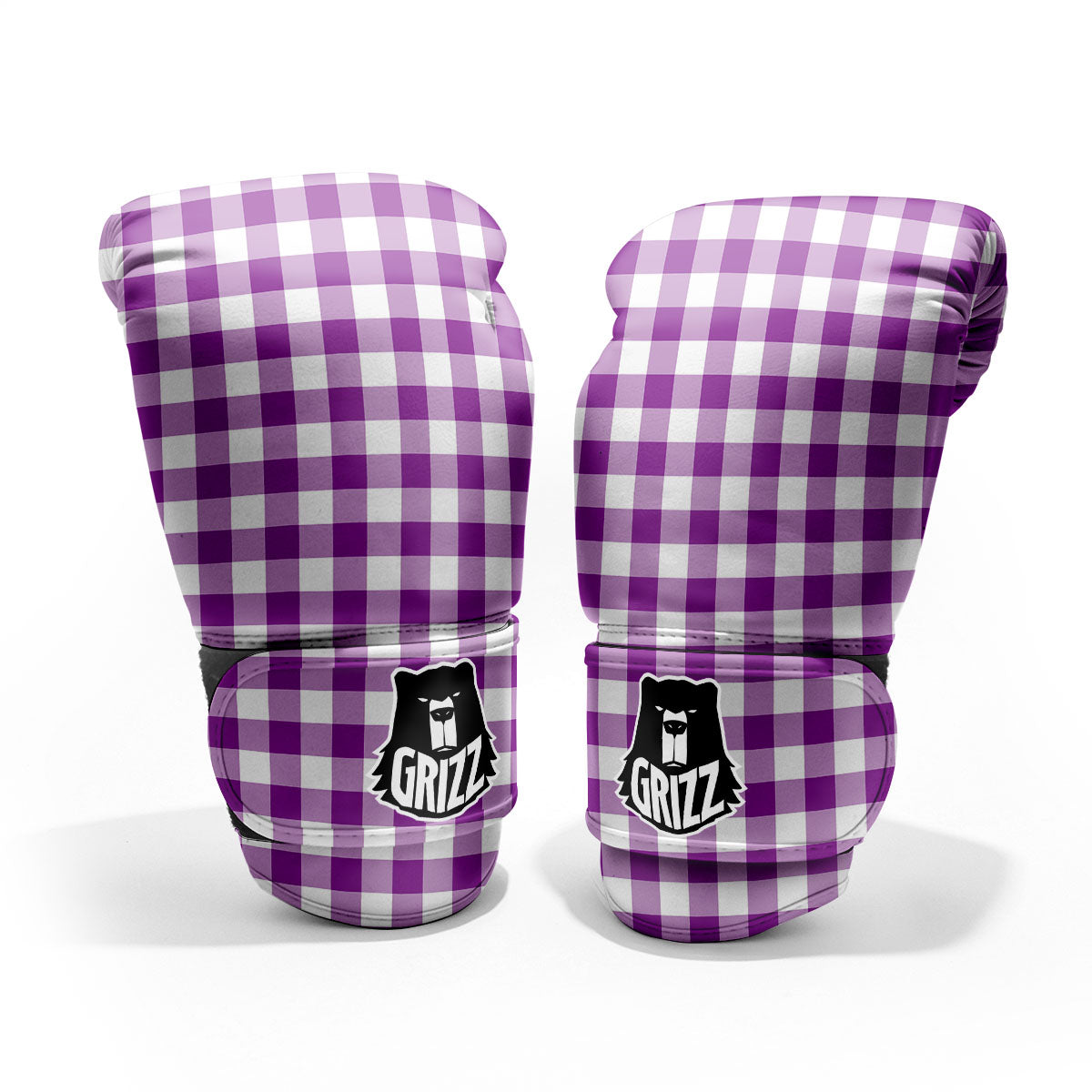 Checkered White And Purple Print Pattern Pro Boxing Glove