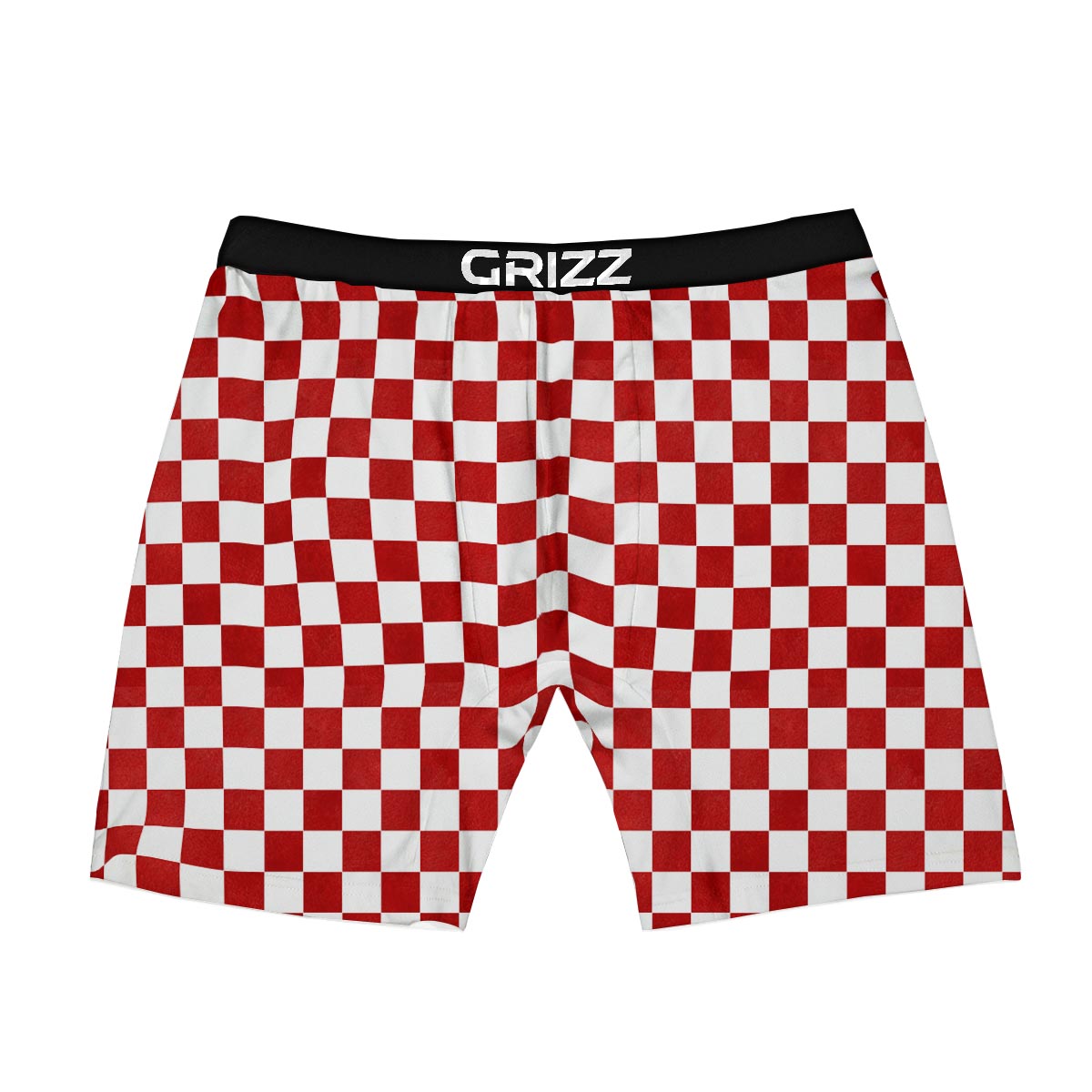 Checkered White And Red Print Pattern Boxer Briefs-grizzshop
