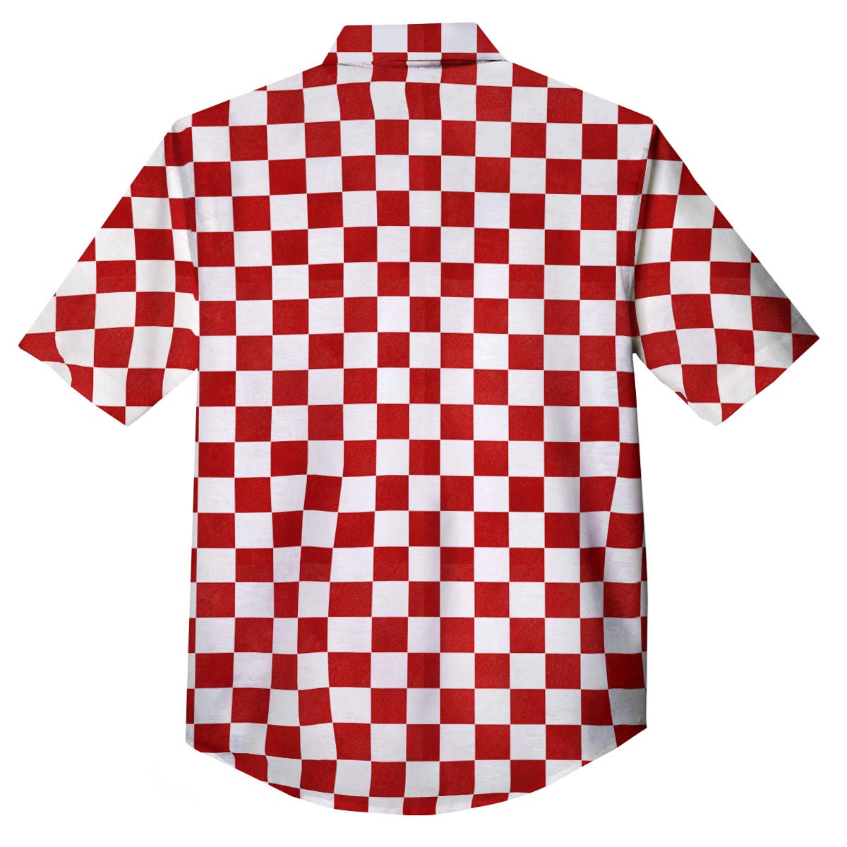 Checkered White And Red Print Pattern Button Up Shirt-grizzshop