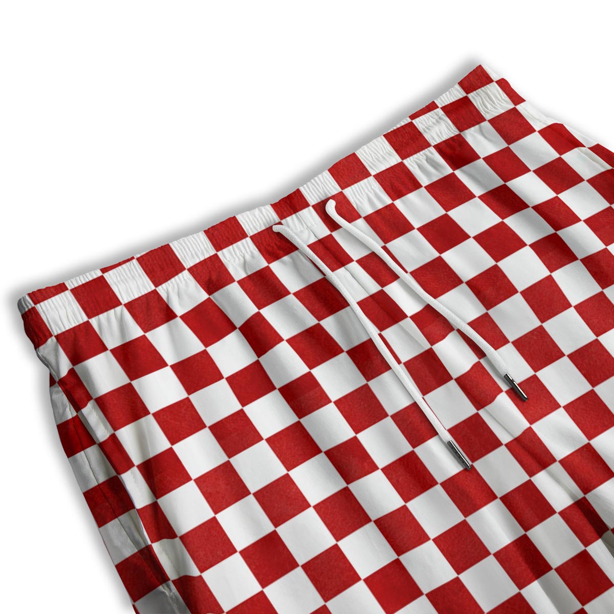 Checkered White And Red Print Pattern Men's Athletic Shorts