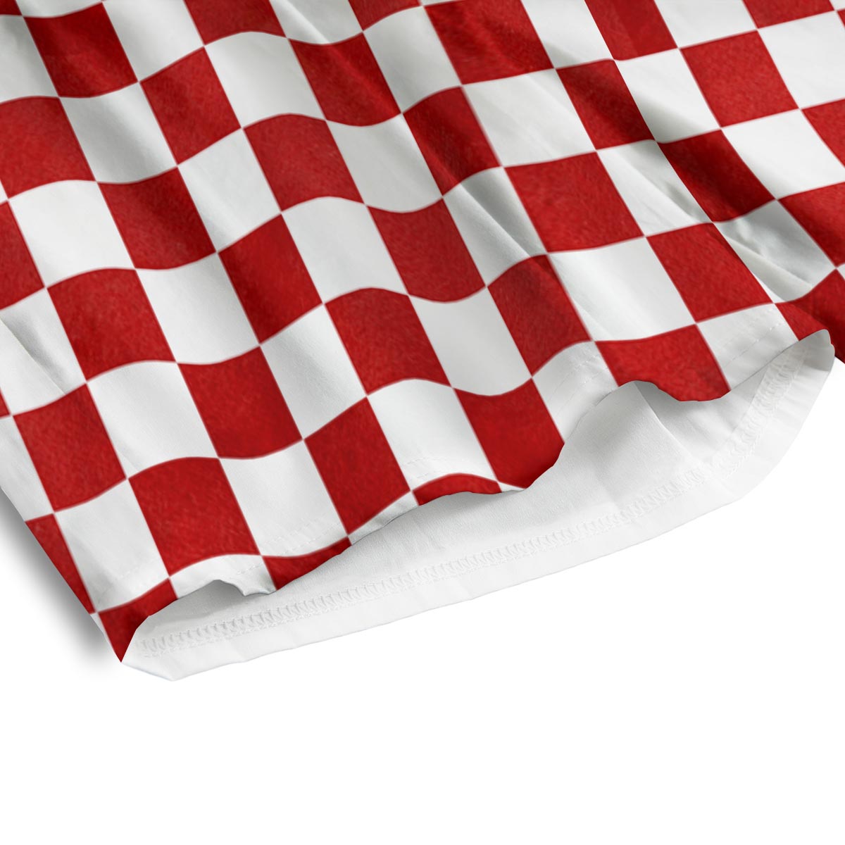 Checkered White And Red Print Pattern Men's Athletic Shorts