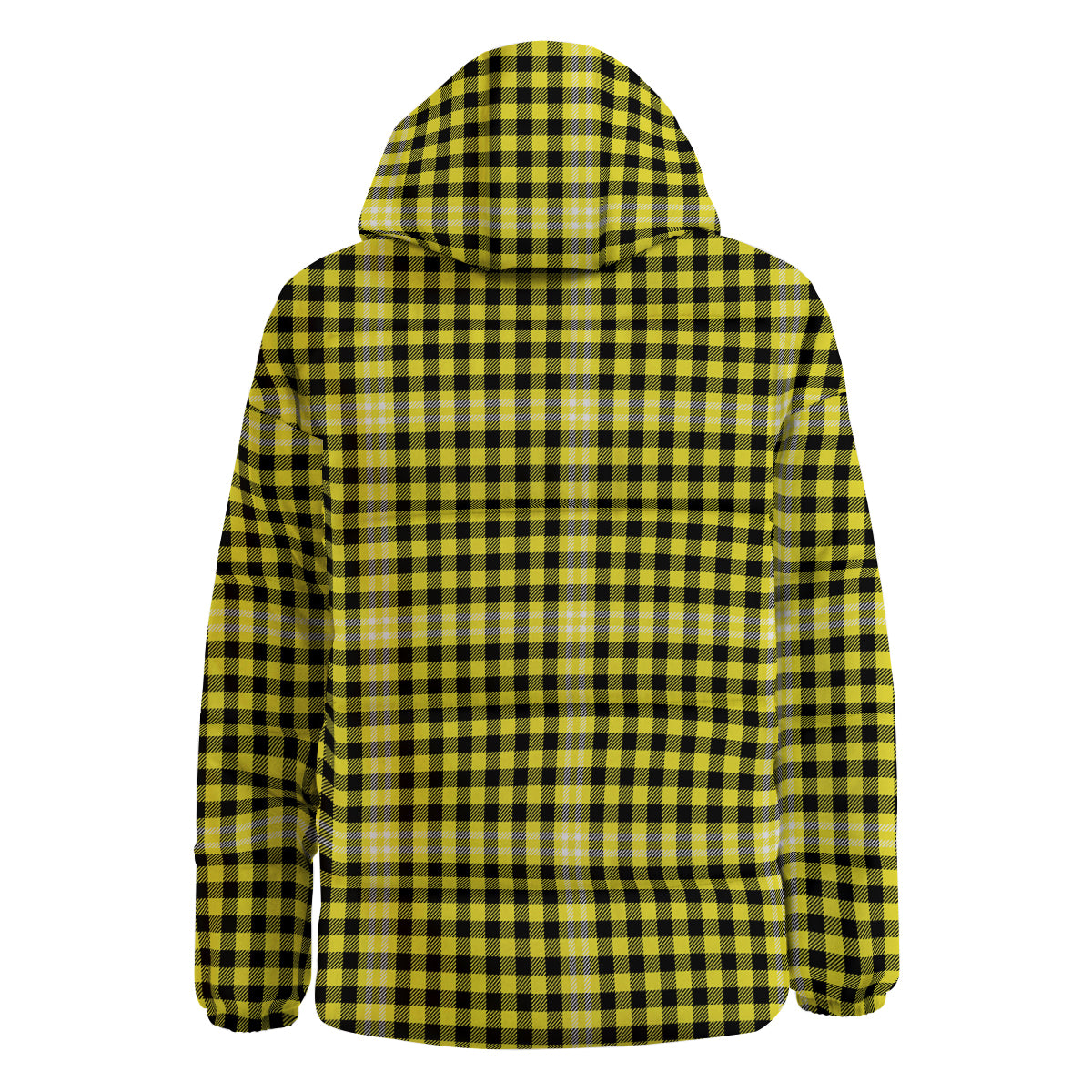 Checkered Yellow And Black Print Pattern Down Jacket-grizzshop