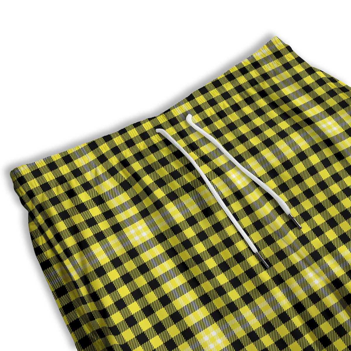 Checkered Yellow And Black Print Pattern Men's Athletic Shorts