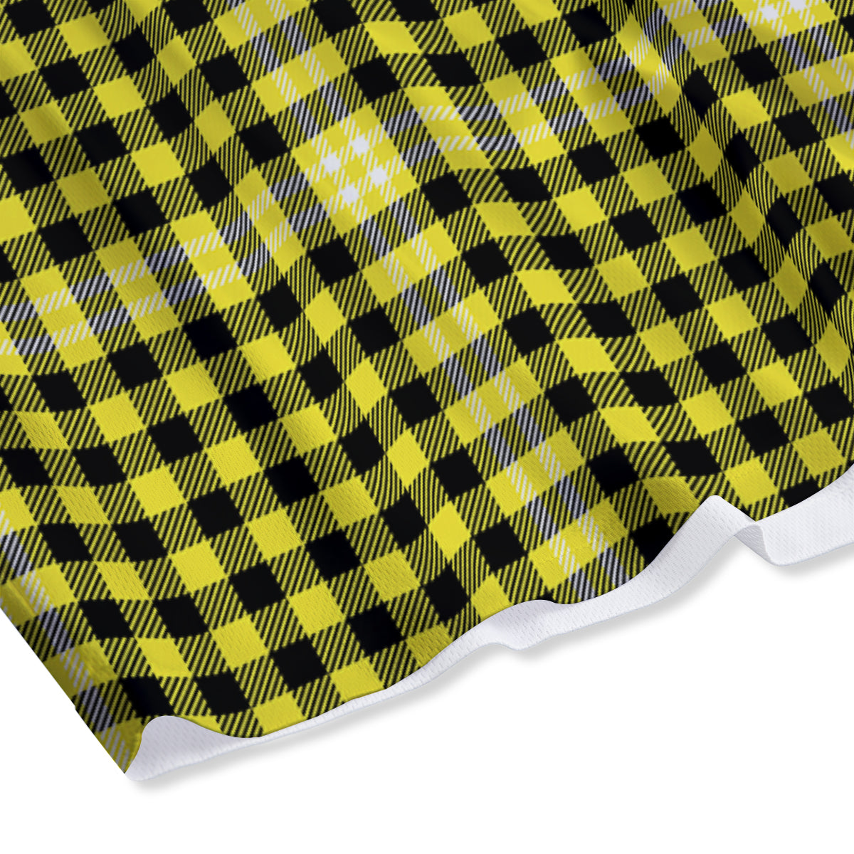 Checkered Yellow And Black Print Pattern Mesh Shorts