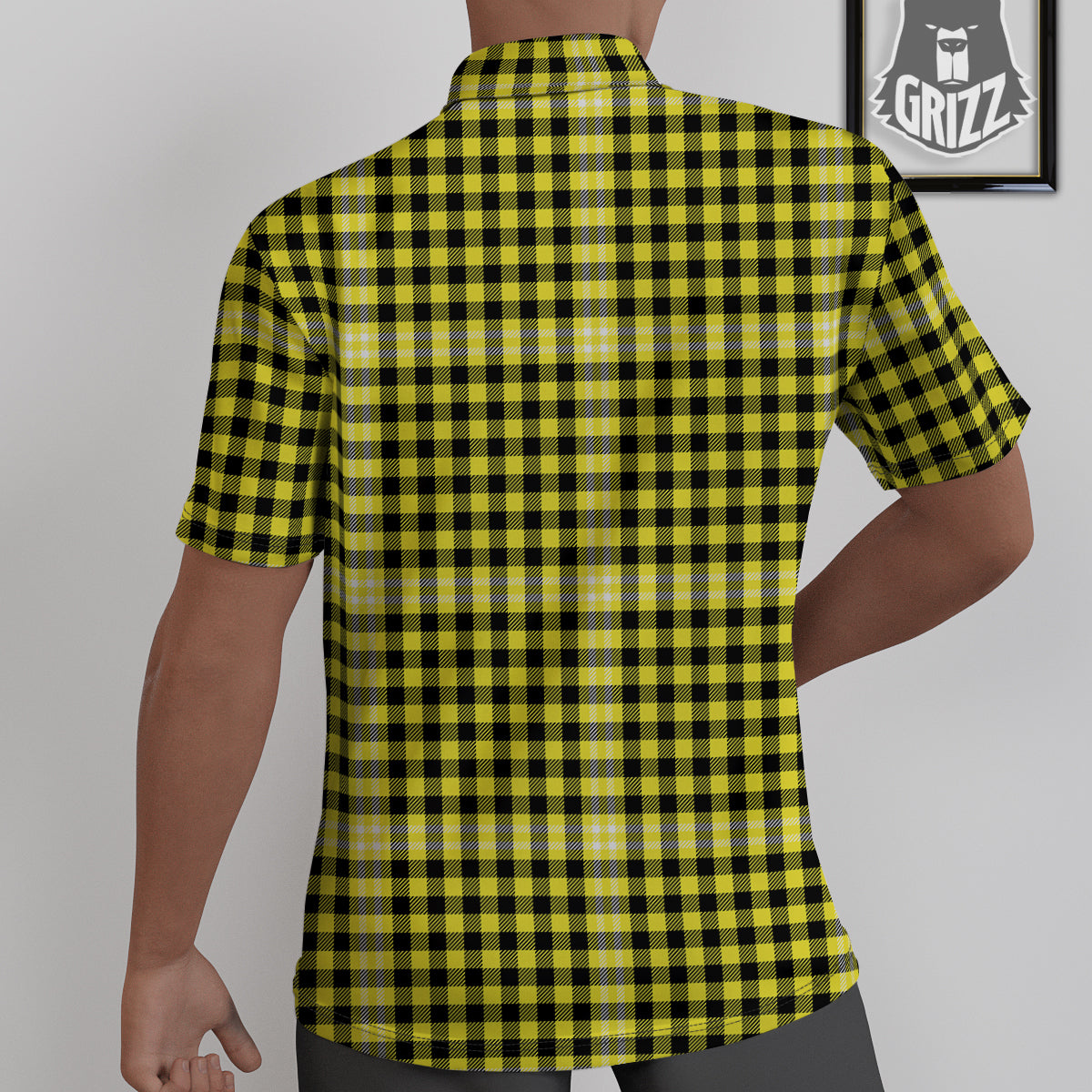 Checkered Yellow And Black Print Pattern Untucked Shirts-grizzshop