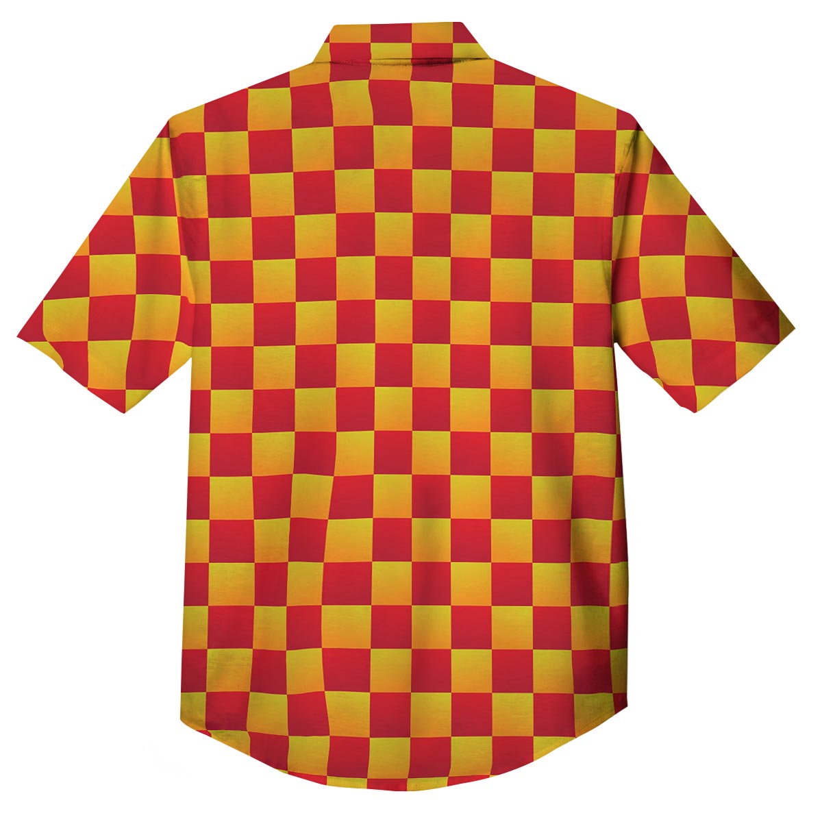 Checkered Yellow And Red Print Pattern Button Up Shirt-grizzshop