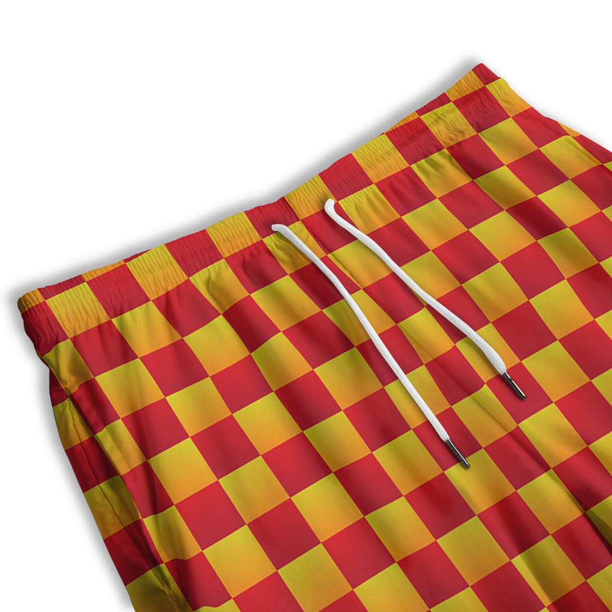 Checkered Yellow And Red Print Pattern Men's Athletic Shorts