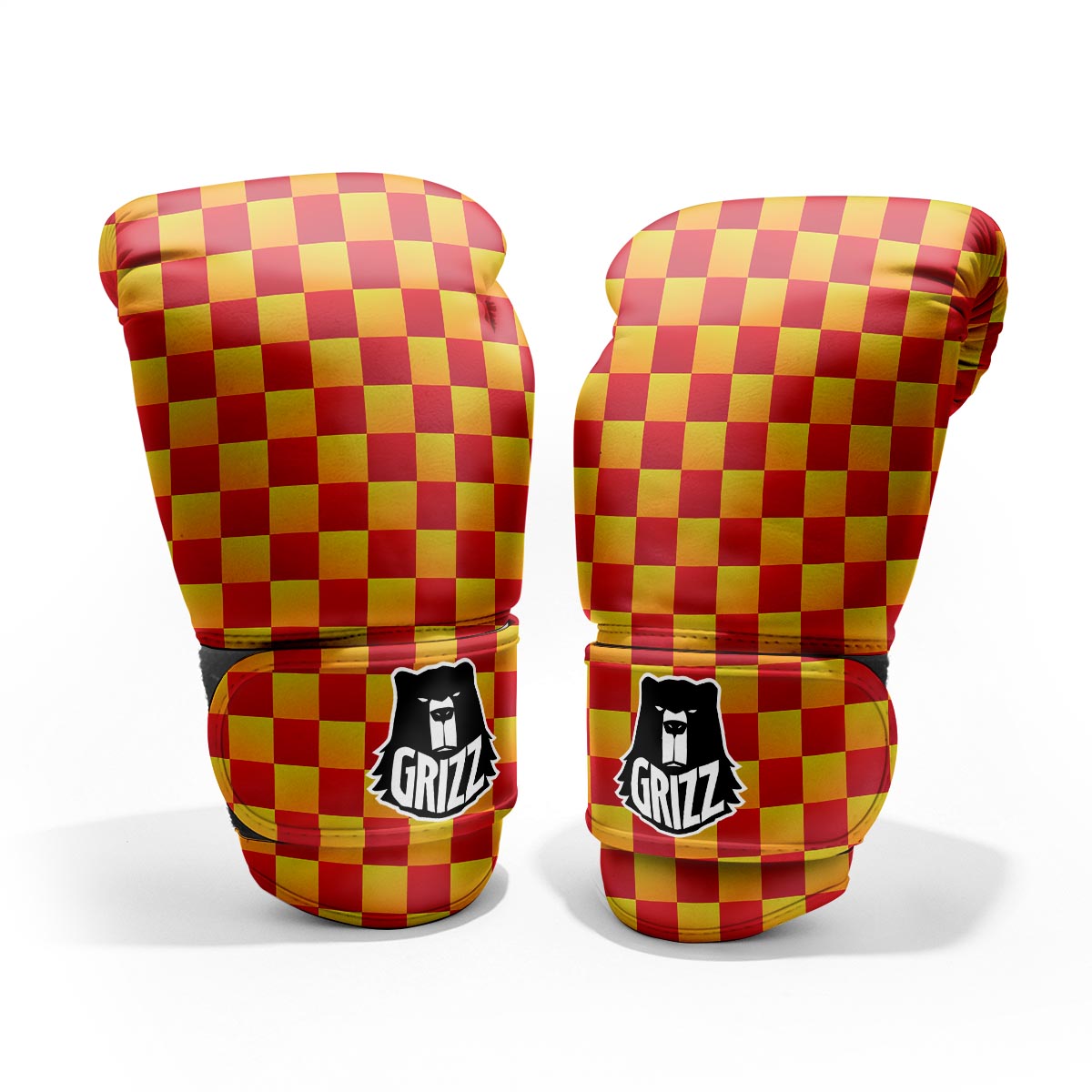 Checkered Yellow And Red Print Pattern Pro Boxing Glove