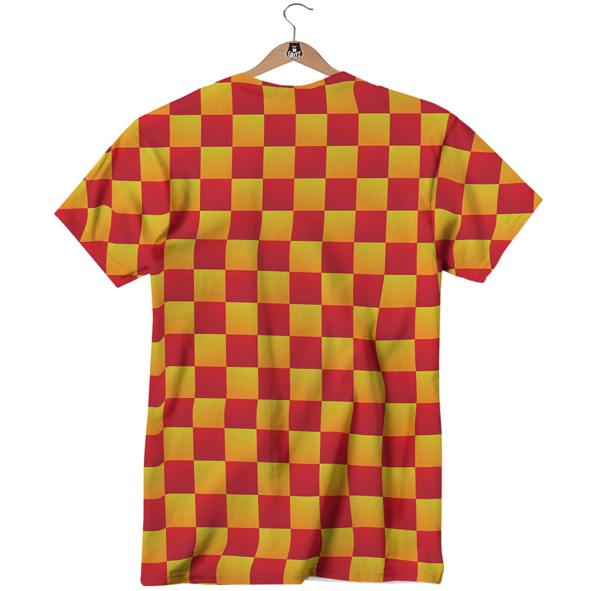 Checkered Yellow And Red Print Pattern T-Shirt-grizzshop