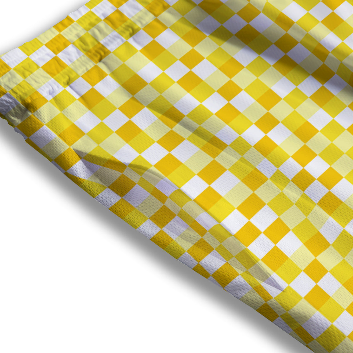 Checkered Yellow And White Print Pattern Mesh Shorts