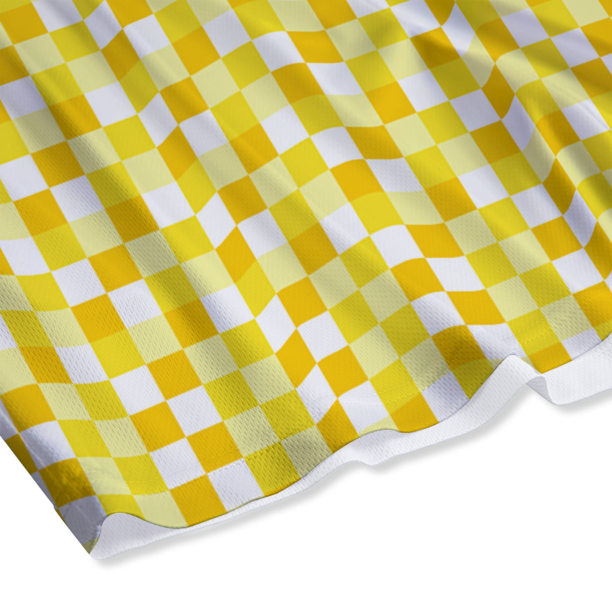 Checkered Yellow And White Print Pattern Mesh Shorts