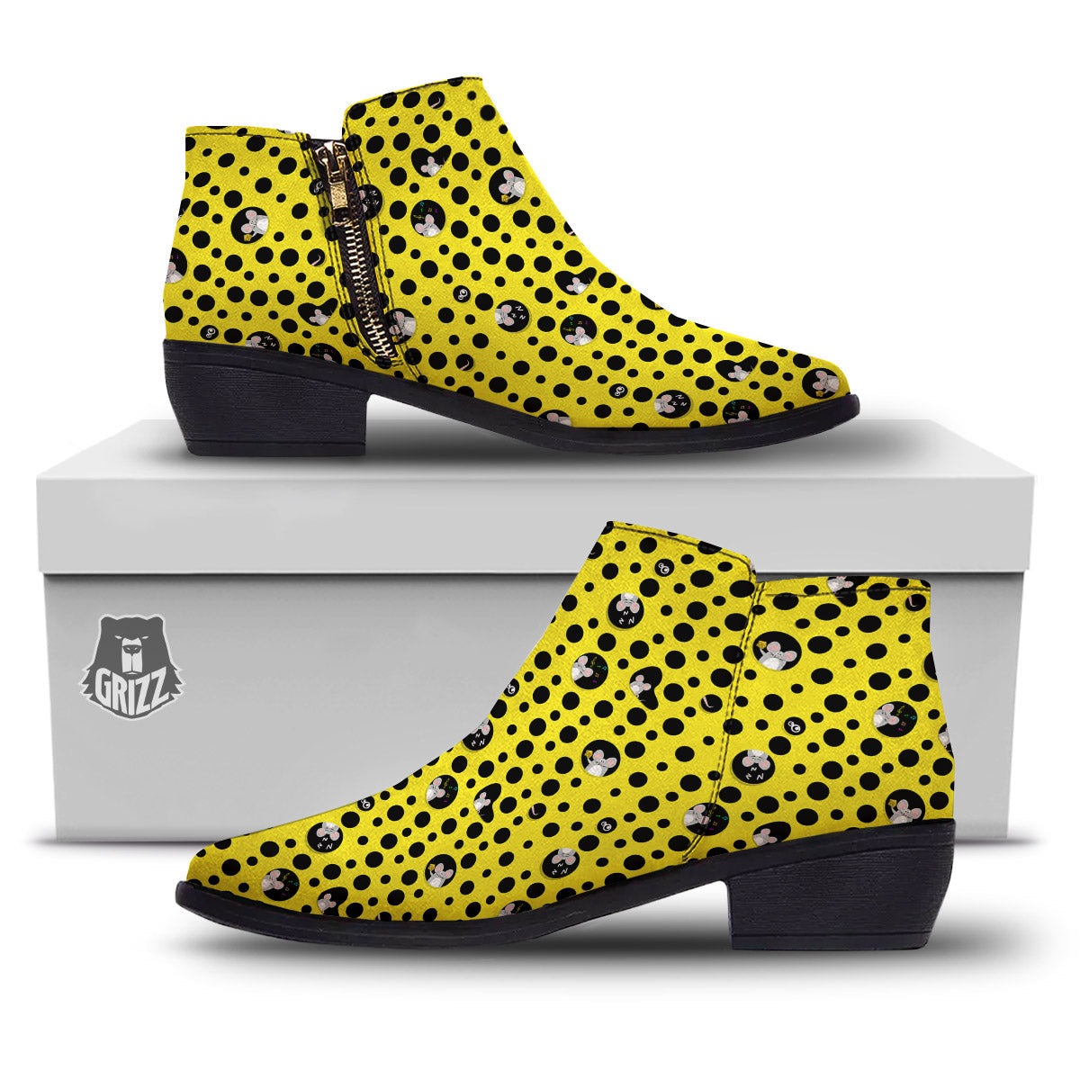 Cheese Cartoon Print Pattern Ankle Boots-grizzshop