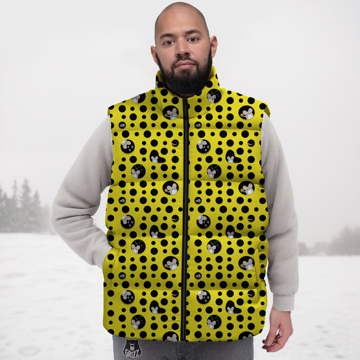 Cheese Cartoon Print Pattern Down Vest-grizzshop