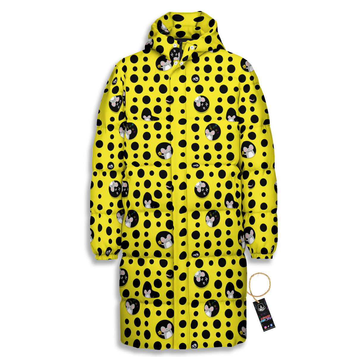Cheese Cartoon Print Pattern Long Down Jacket-grizzshop