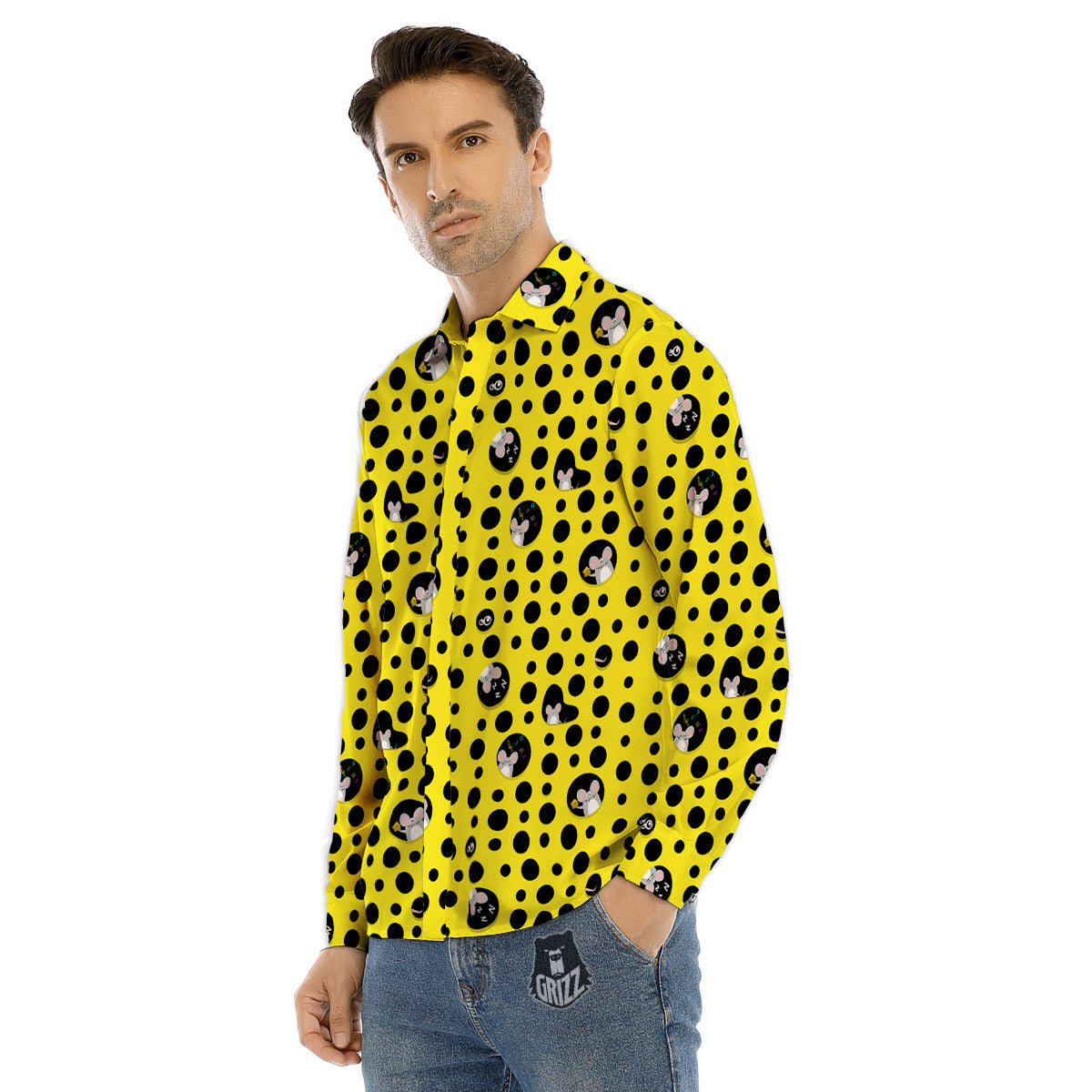 Cheese Cartoon Print Pattern Men's Dress Shirts-grizzshop