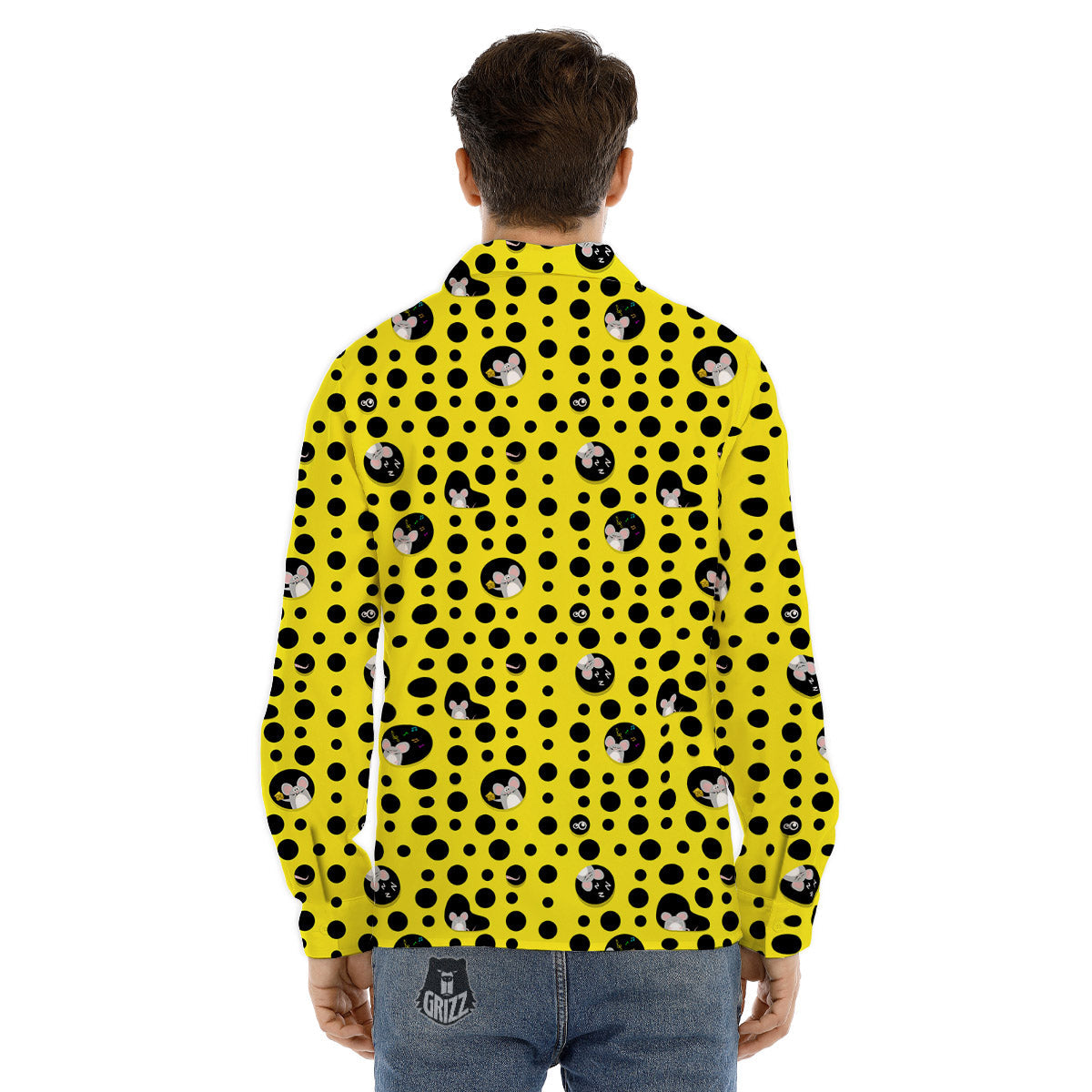 Cheese Cartoon Print Pattern Men's Dress Shirts-grizzshop