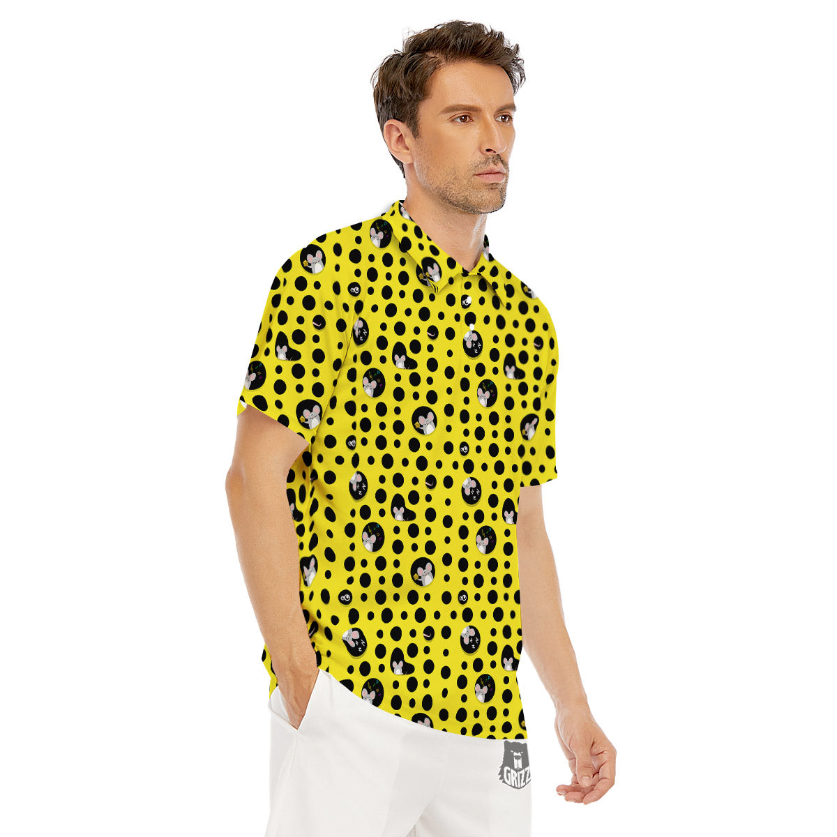 Cheese Cartoon Print Pattern Men's Golf Shirts-grizzshop