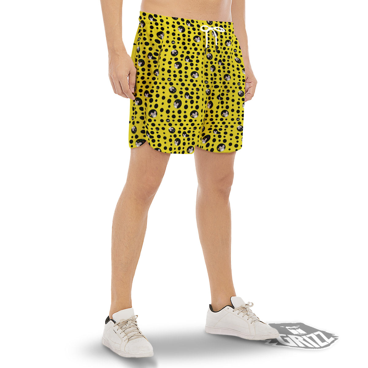Cheese Cartoon Print Pattern Men's Gym Shorts-grizzshop