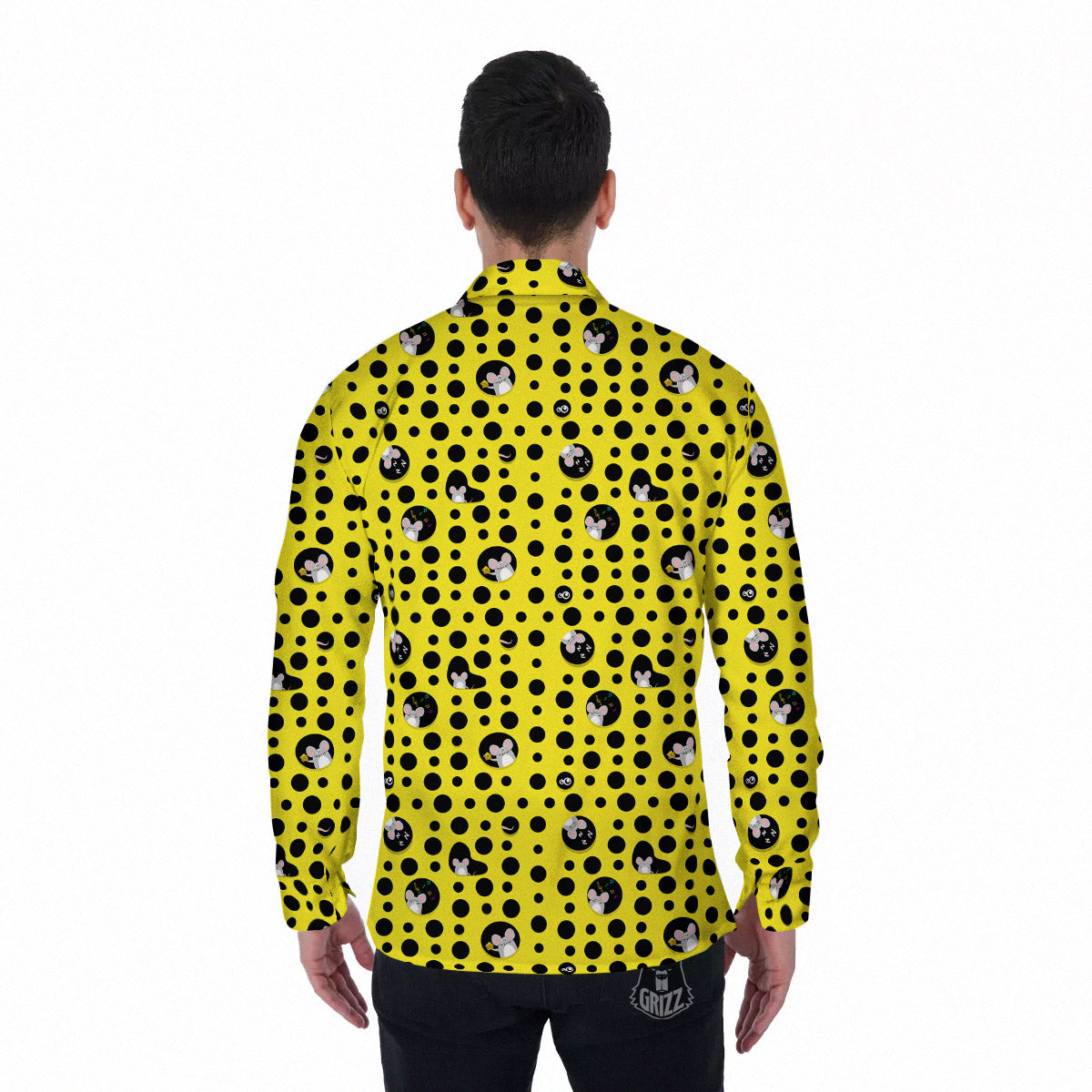 Cheese Cartoon Print Pattern Men's Long Sleeve Shirts-grizzshop