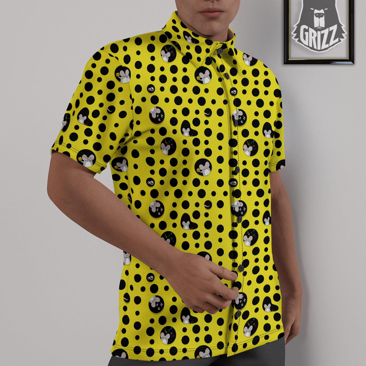 Cheese Cartoon Print Pattern Untucked Shirts-grizzshop