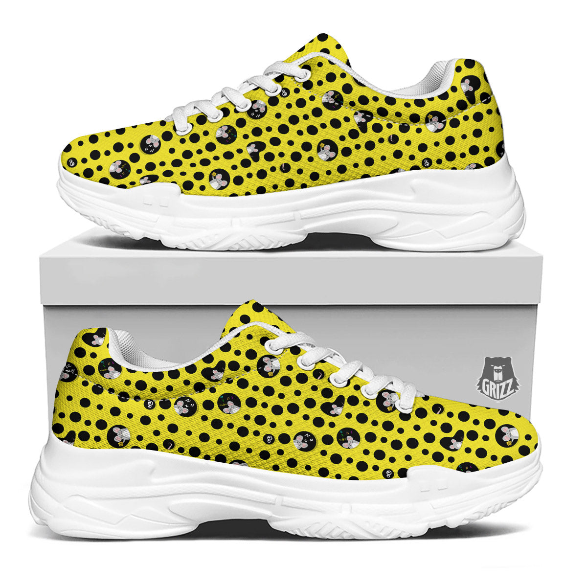 Cheese Cartoon Print Pattern White Chunky Shoes-grizzshop