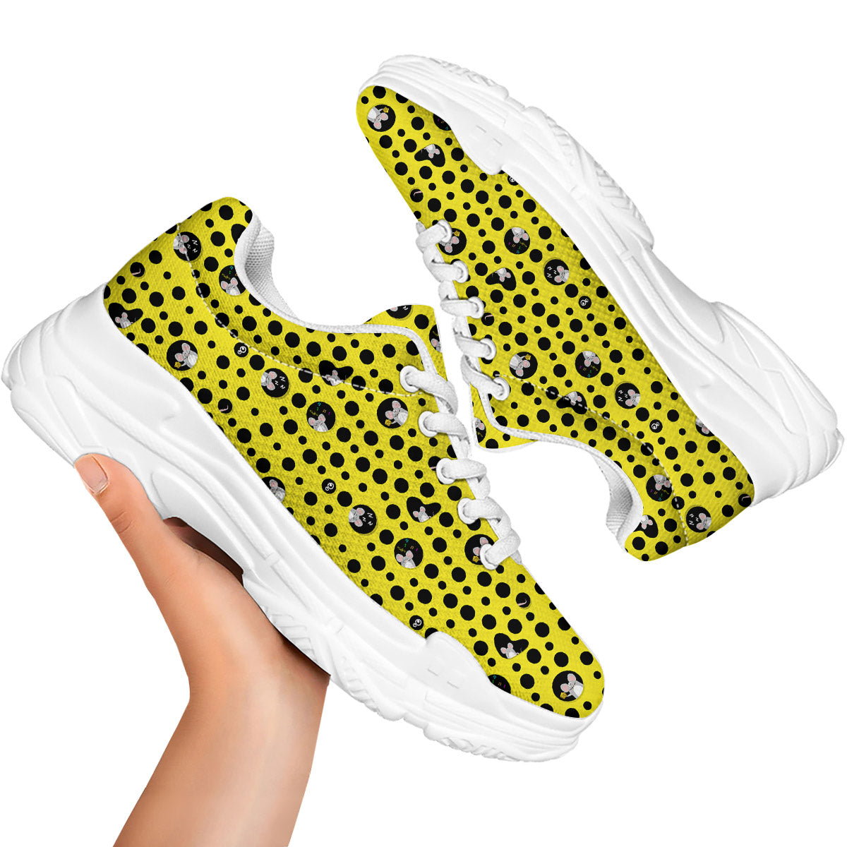 Cheese Cartoon Print Pattern White Chunky Shoes-grizzshop