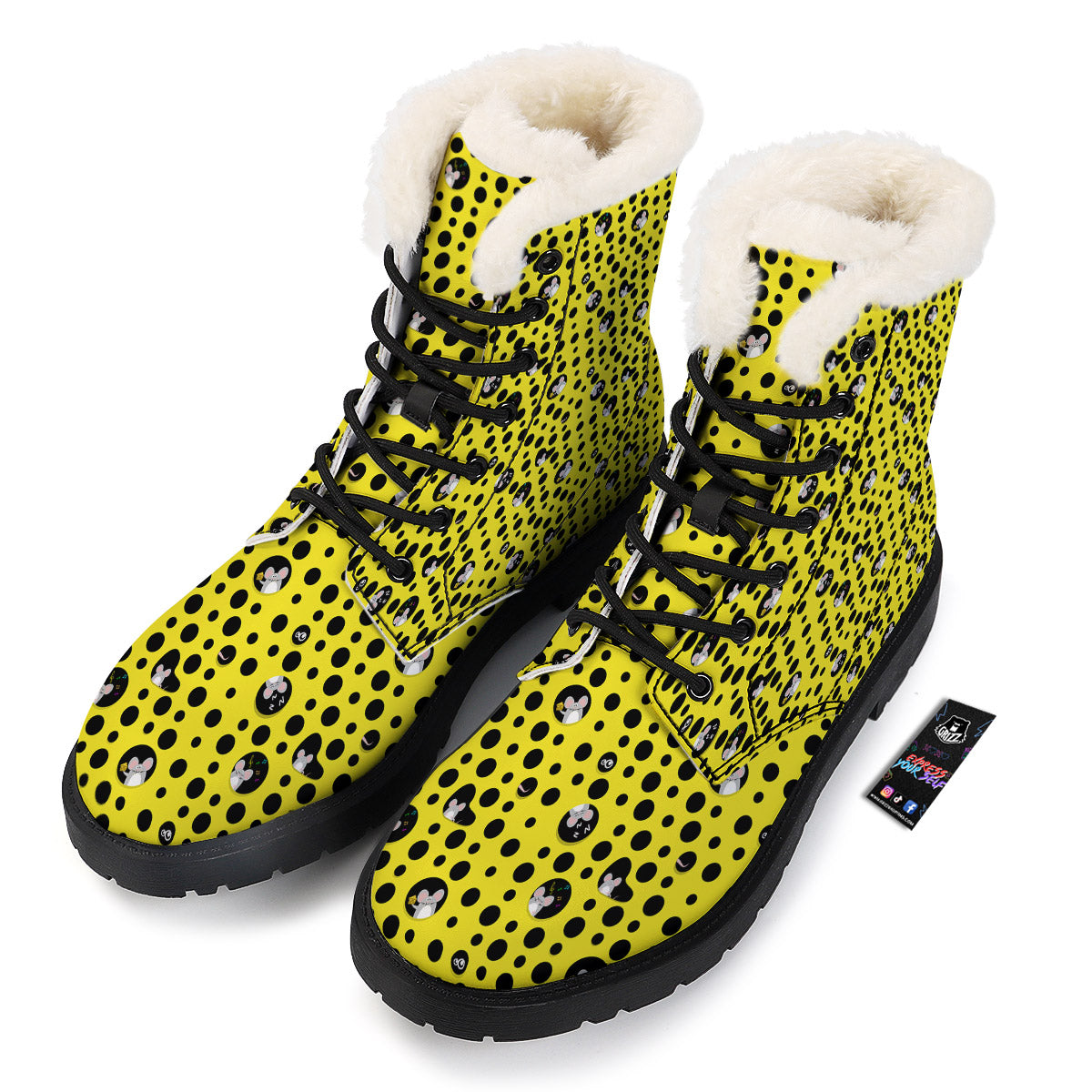 Cheese Cartoon Print Pattern Winter Boots-grizzshop
