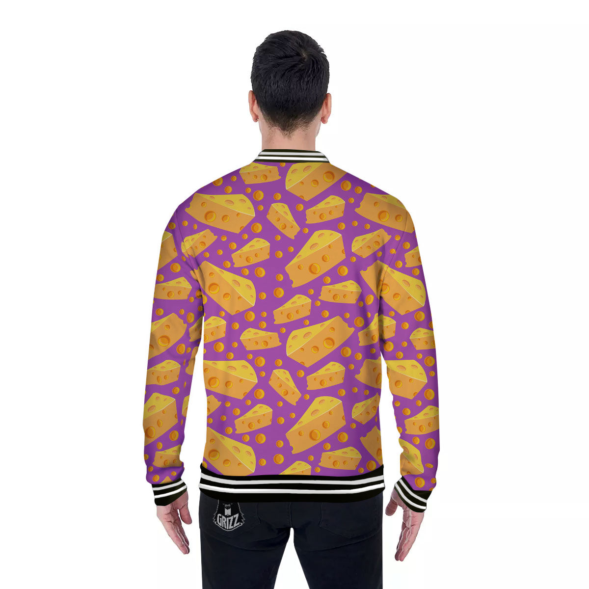 Cheese Holes And Purple Print Pattern Baseball Jacket-grizzshop