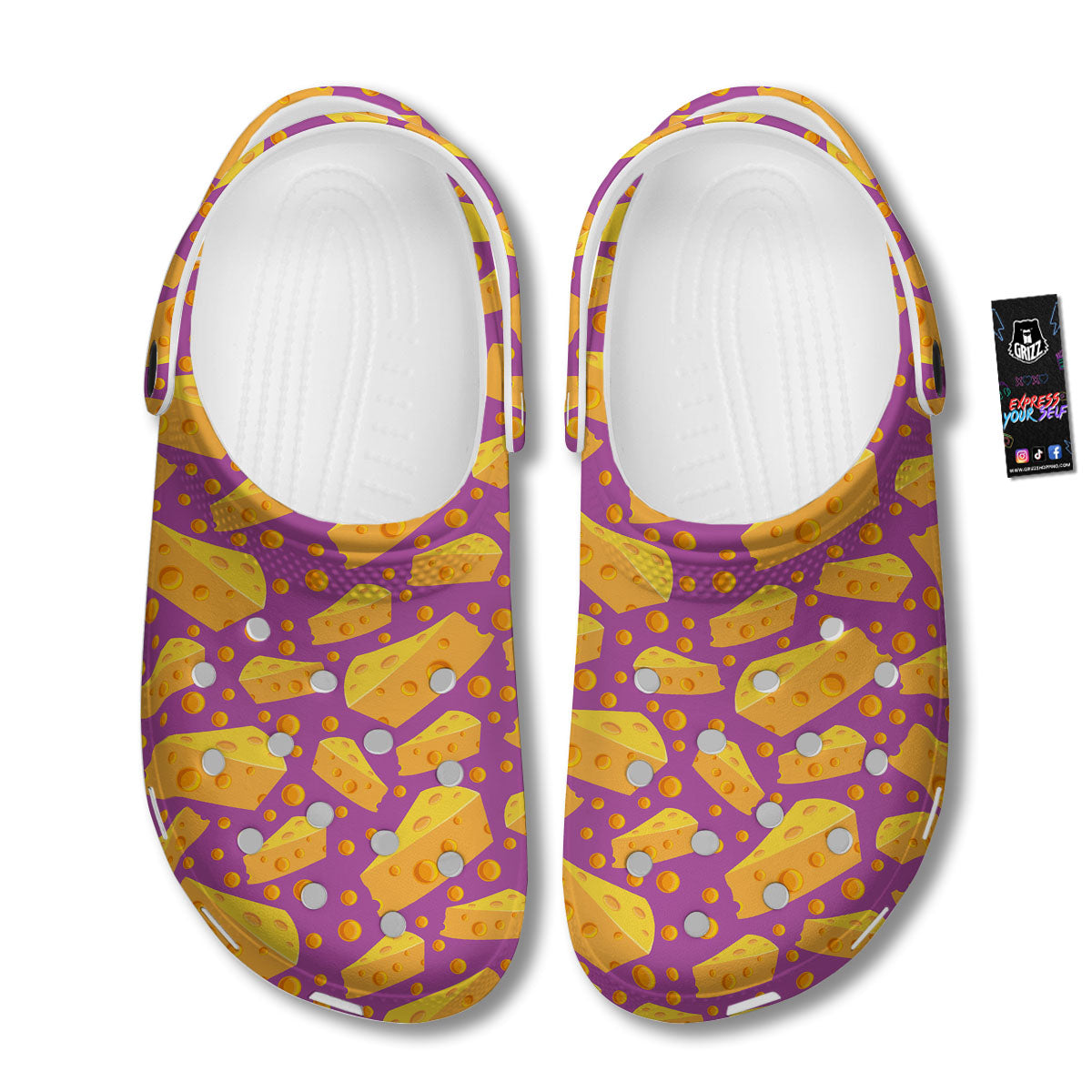 Cheese Holes And Purple Print Pattern Clog-grizzshop