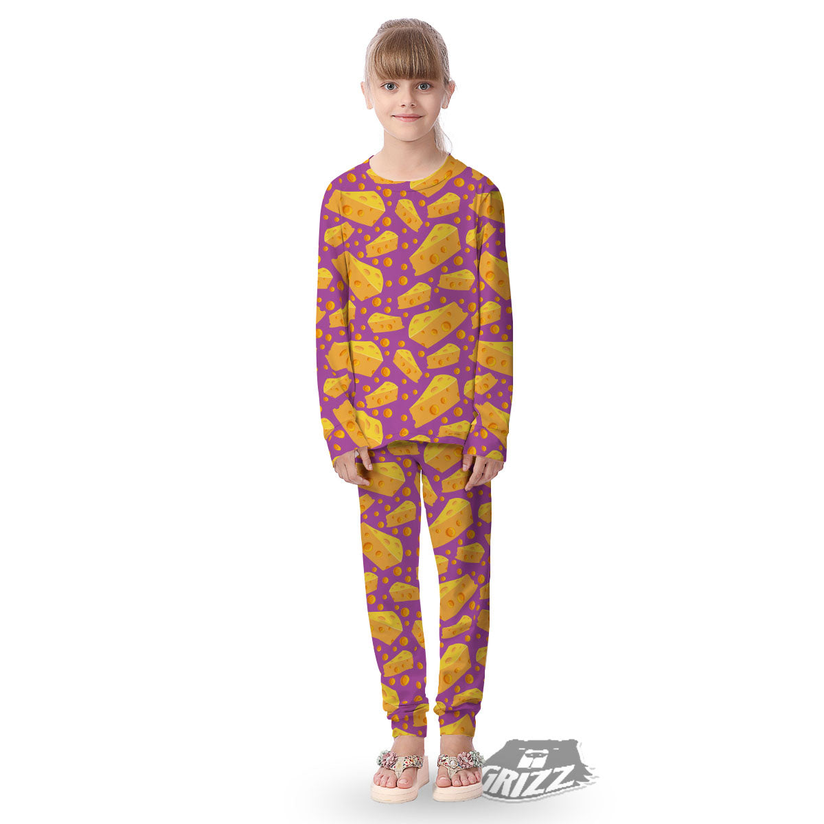 Cheese Holes And Purple Print Pattern Kid's Pajamas-grizzshop