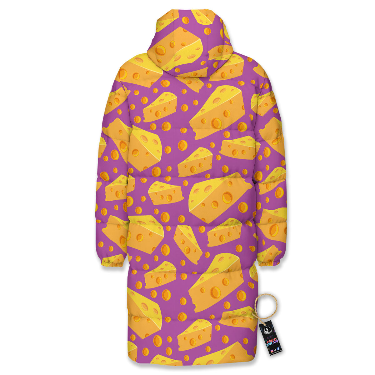 Cheese Holes And Purple Print Pattern Long Down Jacket-grizzshop
