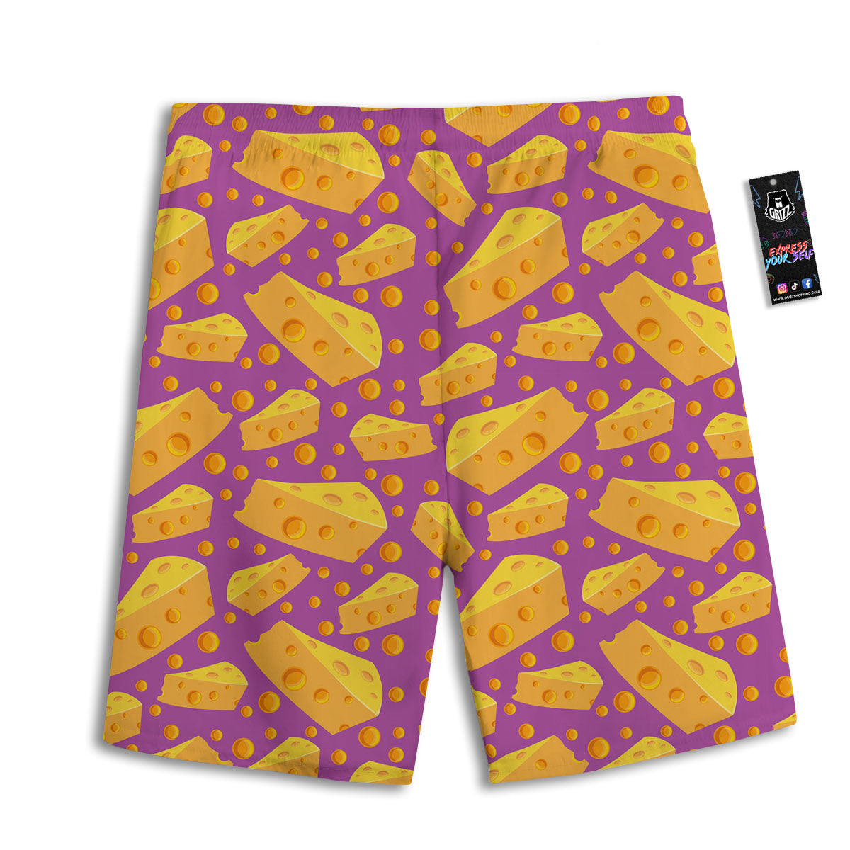Cheese Holes And Purple Print Pattern Men's Athletic Shorts